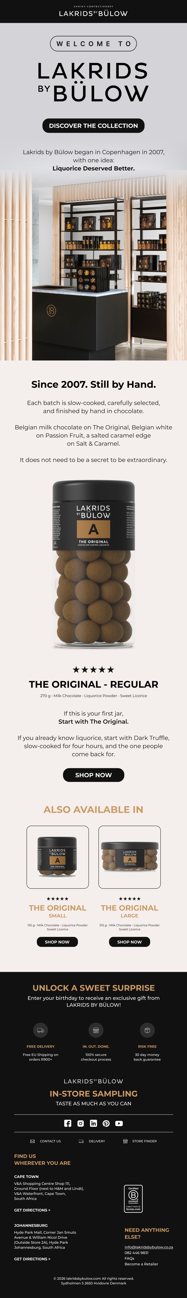 Lakrids by Bülow welcome email