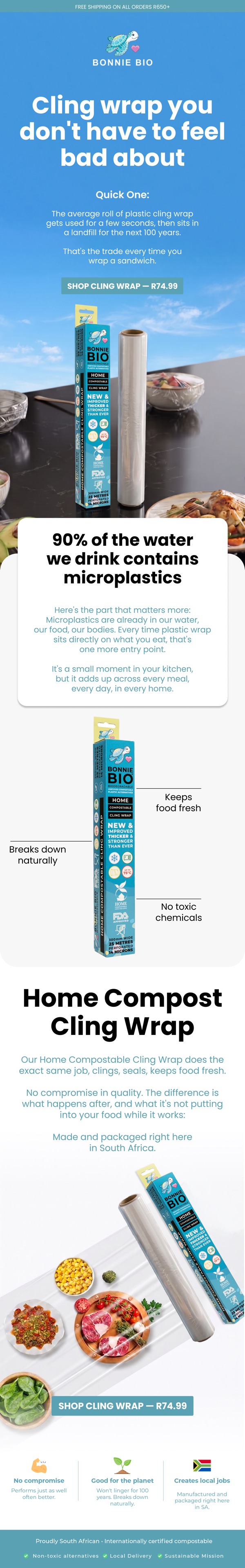 Bonnie Bio compostable cling wrap email